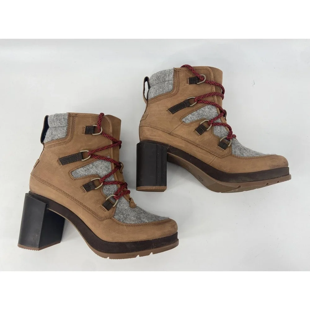Sorel Boots Women 10 Brown Blake Nubuck Heel Ankle Block Heel Winter‎ Waterproof